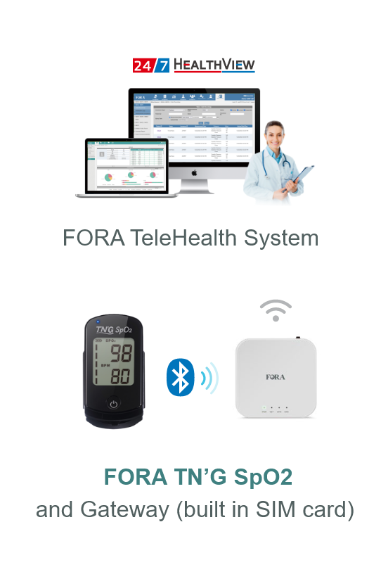 FORA TN'G SpO2 transmits data via Gateway