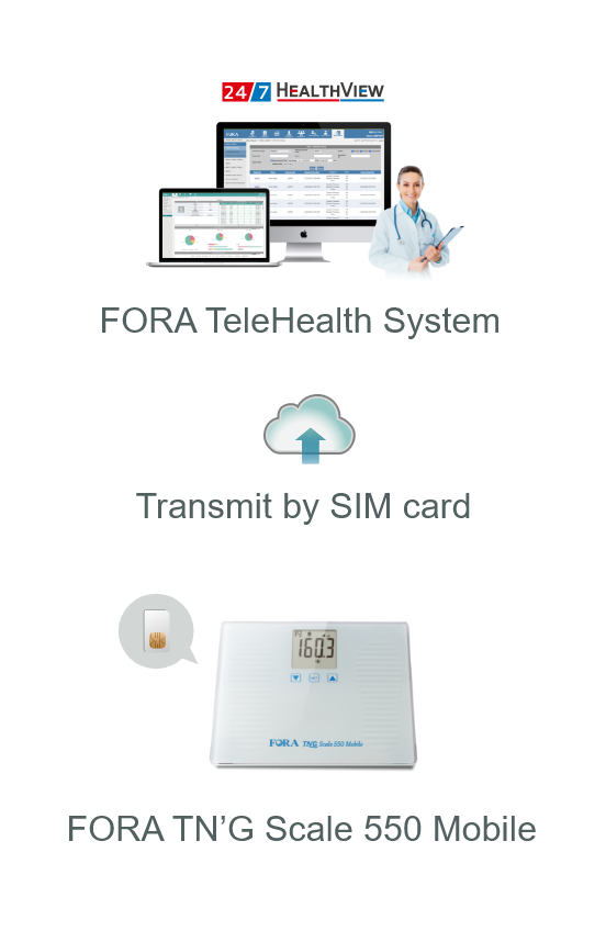 FORA TNG Scale 550 Mobile transmits data via a SIM card