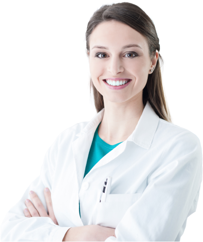 A smiling female physician