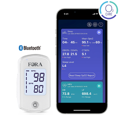 FORA O2 Pulse Oximeter and O2 Care App