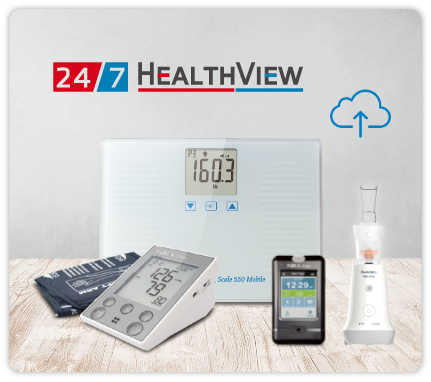 Cellular device uploads data to 24/7 HealthView